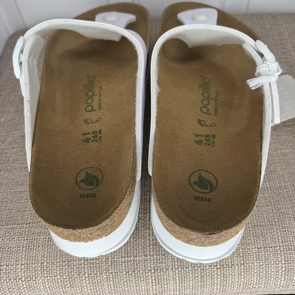 Papillio White Cork Footbed Thong Sandals with Buckle - Picture 9 of 10